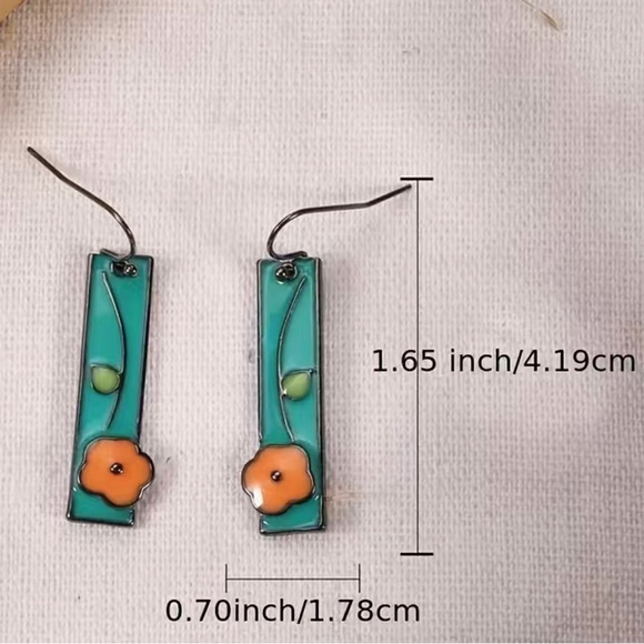 $2/$25 or 3/$35 NWOT Orange and blue flower enamel floral earrings - Picture 6 of 6